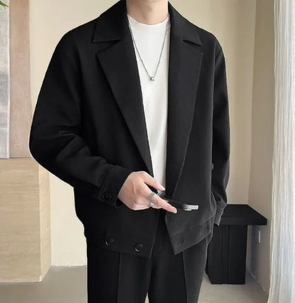 TikTok Trend Men's Autumn Designer Cropped Blazer High-End Casual Jacket Fashion Short Suit Outerwear