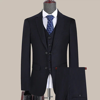 Men's Slim Fit 3-Piece Suit – Smart Casual Blazer, Vest & Pants for Business, Wedding & Formal Occasions