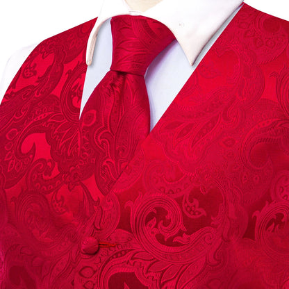 Men's Suit Vest Set – Floral Jacquard Waistcoat with Tie, Hanky & Cufflinks for Weddings & Formal Events