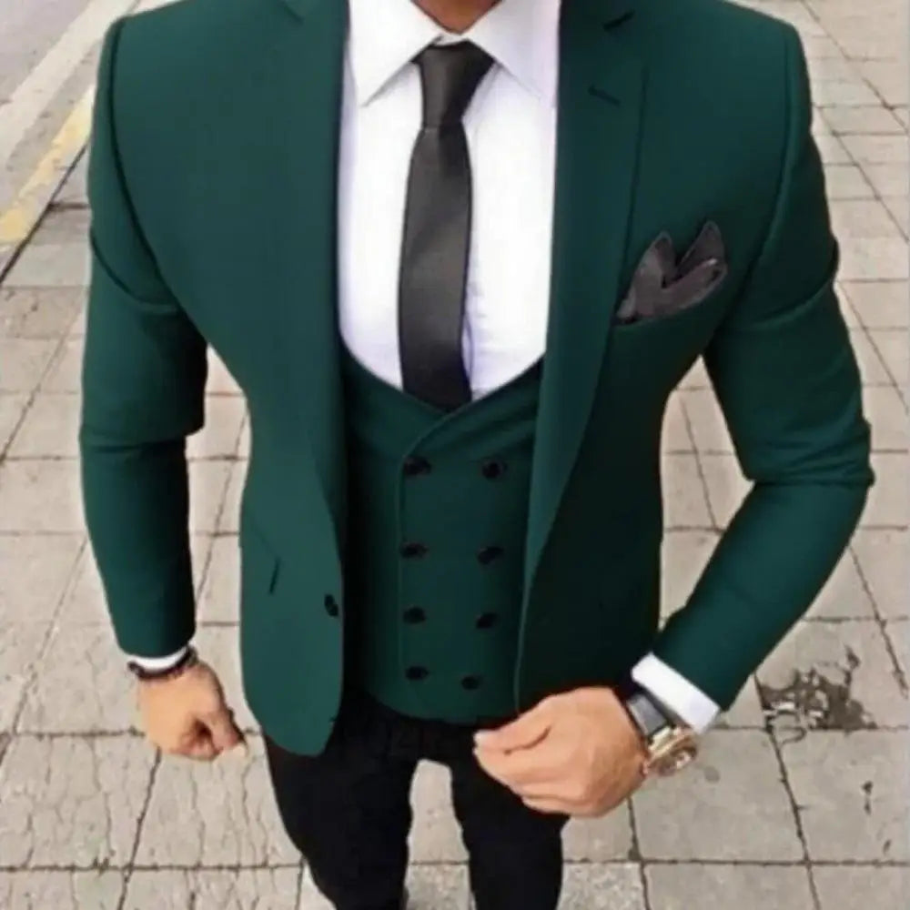 Ensemble de costume 3 pièces coupe ajustée marron pour homme avec blazer, gilet et pantalon - Tenue décontractée pour mariage, bal de promo, affaires, smoking de marié
