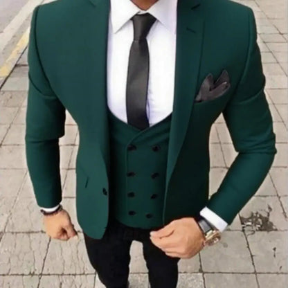 Ensemble de costume 3 pièces coupe ajustée marron pour homme avec blazer, gilet et pantalon - Tenue décontractée pour mariage, bal de promo, affaires, smoking de marié