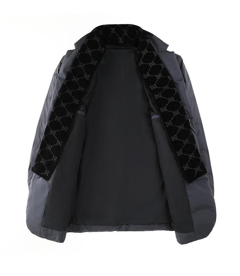 High Quality Men's Handsome down Jacket with Scarf Collar M-6XL Big Plus Size for Middle-Aged Dad Fashionable Outerwear