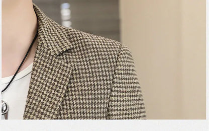 2026 Blazer Outdoor Men's Checked Fashion Business Trend Wedding Slimming Gentleman Casual Korean Travel High Formal Wear Blazer