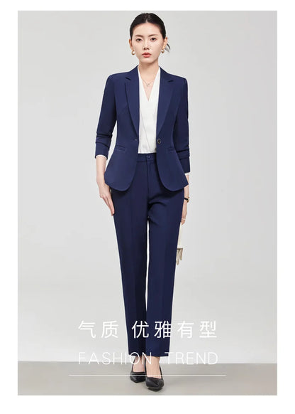 2025 new autumn and winter womens professional business formal fit two-piece suit jacket + pants. Elegant and stylish
