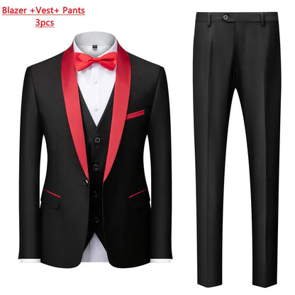 Men's Slim Fit Formal Suit Set – Blazer, Vest & Pants for Weddings & Parties