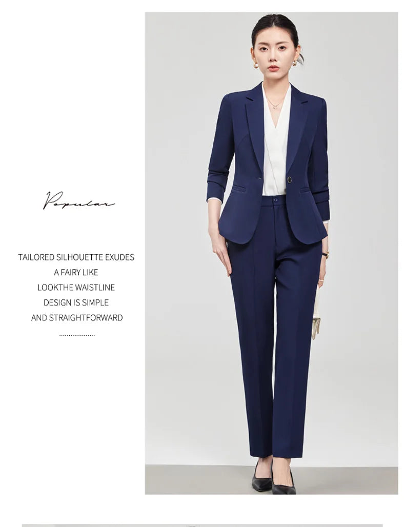 2025 new autumn and winter womens professional business formal fit two-piece suit jacket + pants. Elegant and stylish