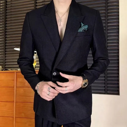 Business Mens Banquet Wedding Suits Set Italian Style Single Button Classic Slim Male Blazers Suit Pant Two-Piece Set Outfits