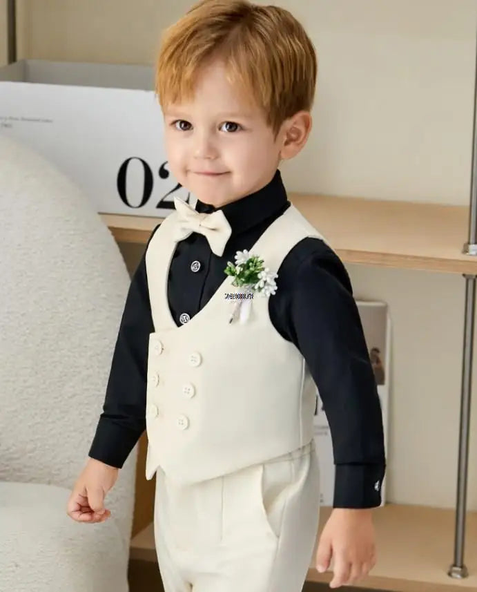 Boys Formal Suit Set – Vest, Pants & Bowtie for Kids