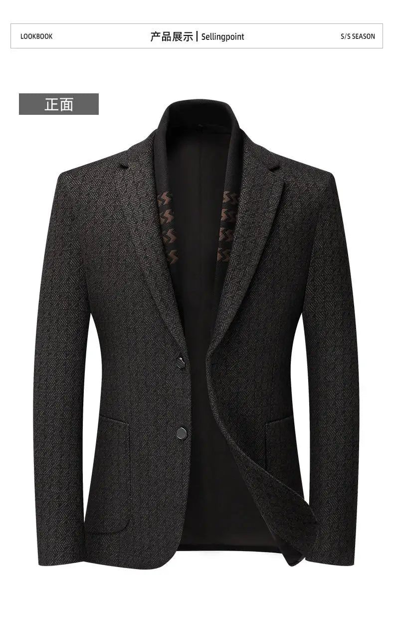 2026 Blazer's New Men's Fashion Business Outdoor Banquet Versatile Wedding Hosting Dress, Actor Gentleman Casual Scarf Blazer