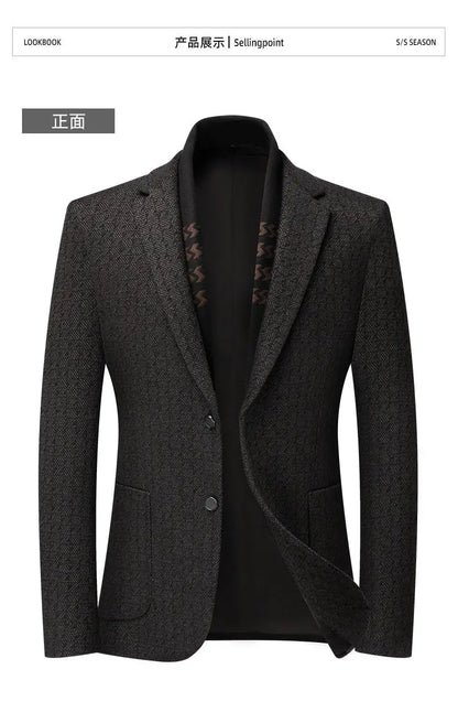 2026 Blazer's New Men's Fashion Business Outdoor Banquet Versatile Wedding Hosting Dress, Actor Gentleman Casual Scarf Blazer