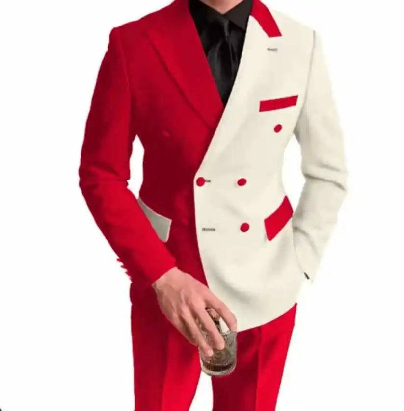 Slim Fit Wedding Tuxedo for Men Peak Lapel Double Breasted Blazer Suit Formal Business Groomsmen Outfit Wedding
