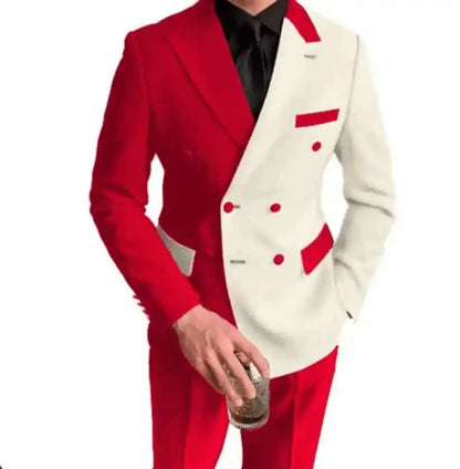 Slim Fit Wedding Tuxedo for Men Peak Lapel Double Breasted Blazer Suit Formal Business Groomsmen Outfit Wedding
