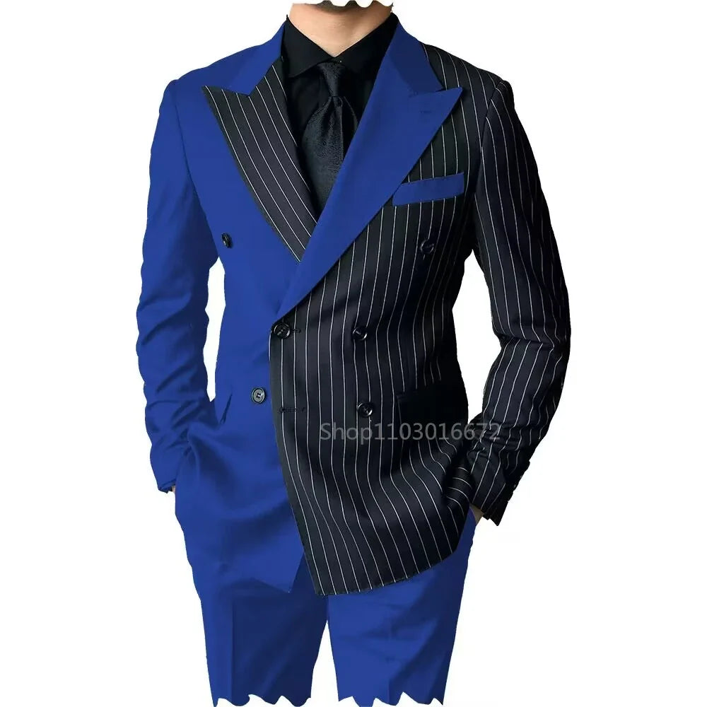 2 Piece Men's Wedding Suits Groom Tuxedos with Peak Lapel Double Breasted Blazer And Pants Set for Prom Business Costume Homme