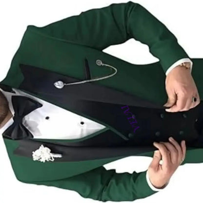 Men's Slim Fit 3 Piece Tailcoat Tuxedo Double Breasted Formal Suit Set with Bow Tie for Wedding Ball Prom Dinner Evening