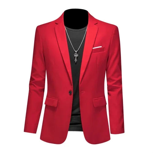 Men's Slim Fit Single-Breasted Blazer for Business Casual and Wedding Occasions