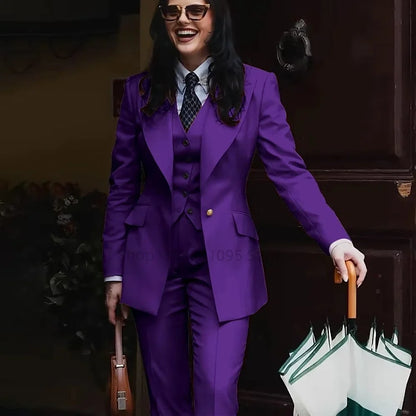 Fashion Single Breasted Women's Suits Blazer Luxury Regular Length 3 Piece Jacket Vest Pants Outfit Formal Lady Clothing Costume