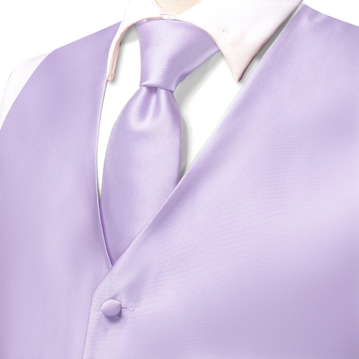 Men's Suit Vest 4-Piece Set – Solid Violet Lilac Woven Waistcoat for Weddings & Business Formal