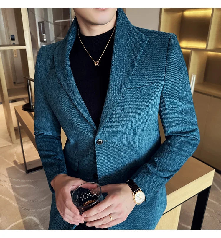New Chinese Style Stand Collar Fashion Casual Suit Jacket Autumn Winter New Slim Fit Business Formal Social Prom Party Tuxedos