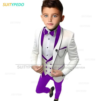Elegant Formal Suit For Boys Performance 3 Pieces Set Wedding Prom Kids Costume Classic Children Tuxedo Outfit Blazer Vest Pants