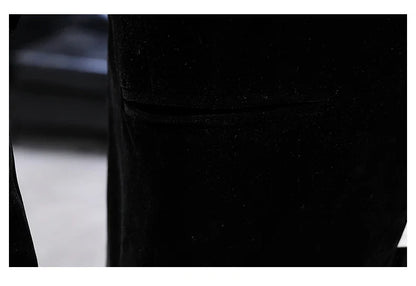Slim Fit Velvet Yuan Collar Shirt Korean Style Fashion Trend Handsome Canary Boutique Coat New Version Small Yuan Collar Suit