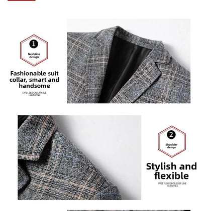 Blazer Men's Fashionable High-end Business-oriented Outdoor Gentleman's Trendy Checked Casual Wear for Hosting Weddings Blazer