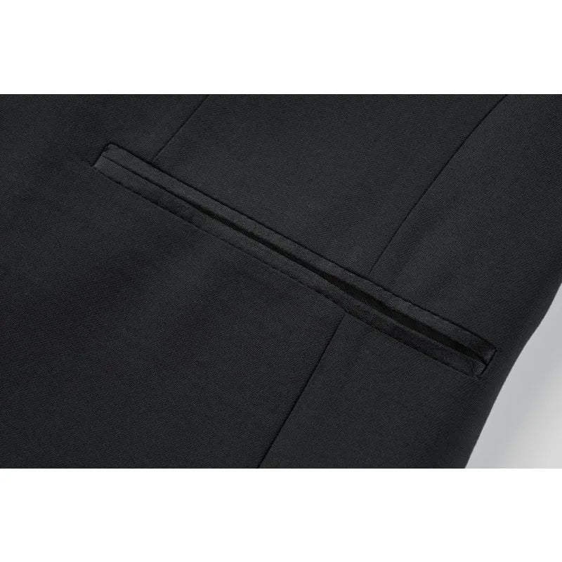 KIDWHXR Men Blazer British Style Solid Color Patchwork Turn Down Collar Male Suit Coat Single-breasted Wedding Man Outerwear