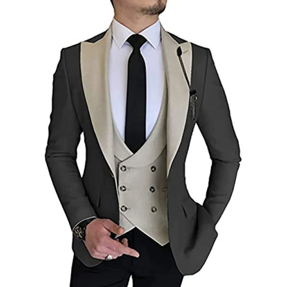 Groom suits Wear Party Wedding and Business Prom suits Slim Fit Peak Lapel Suit 3 Piece (Jacket +Vest+ Pants) Costume Homme