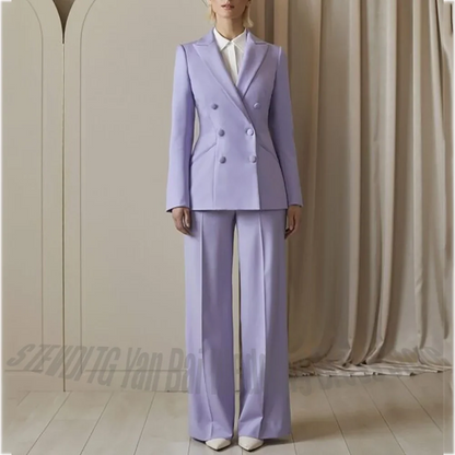 Smart Casual Women's Suit 2 Piece Peak Lapel Double Breasted Tailored Versatile Modern Style Elegance Office Wear Daily Set