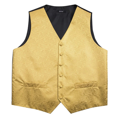 Men's Floral Paisley Vest and Tie Set – Formal Waistcoat with Necktie and Pocket Square for Weddings and Business Events
