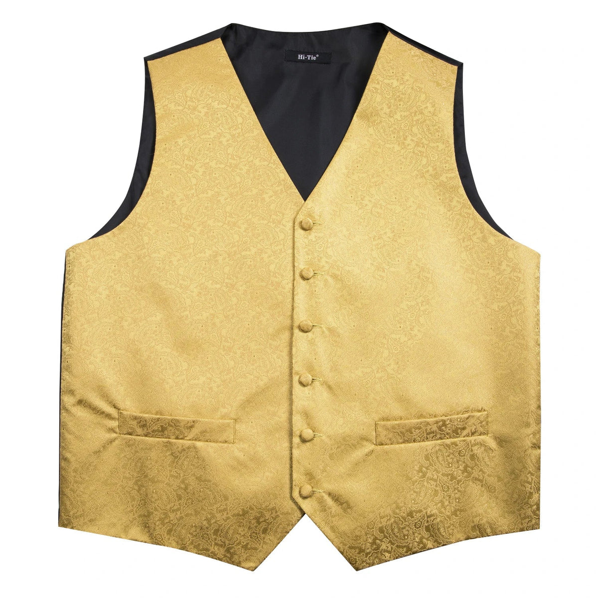 Men's Vest Paisley Jacquard Set with Necktie Pocket Square and Cufflinks for Weddings and Formal Events