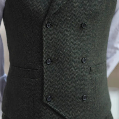 Men's Herringbone Vest Single Breasted Lapel Waistcoat for Wedding & Smart Casual Wear