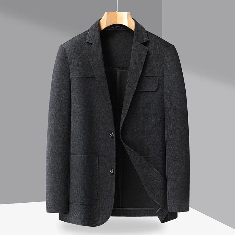 Men's Plus Size Denim Blazer – Smart Casual Single-Breasted Jacket for Big & Tall Men in Black & Blue