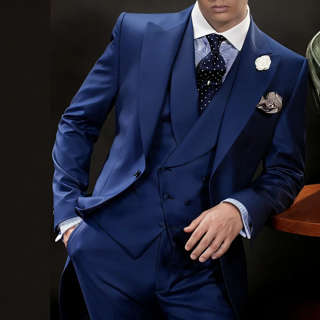 Men Suit 3 Pieces White With Lapel Solid For Wedding Groom Business Party Prom Banquet Work Office Jacket Vest With Pants