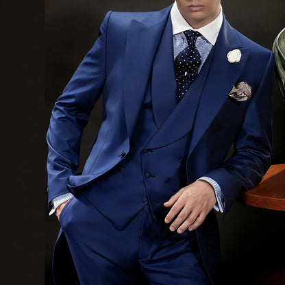 Men Suit 3 Pieces White With Lapel Solid For Wedding Groom Business Party Prom Banquet Work Office Jacket Vest With Pants