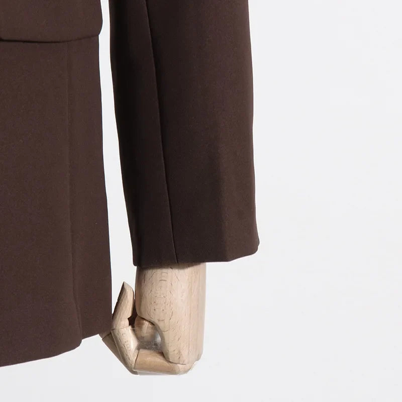 Spring Autumn New Women Blazer Solid Color Single Breasted Notched Collar Fashion Elegant Coat High-end Chic Jacket HK18269