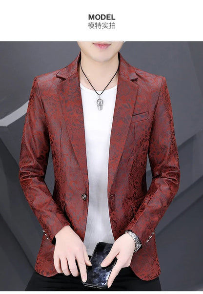 Brand Hot Stamping Casual Business Suit Jacket Men Retro Slim Fit Casual Suit Jackets Social Banquet Office Uniform Blazers 2026