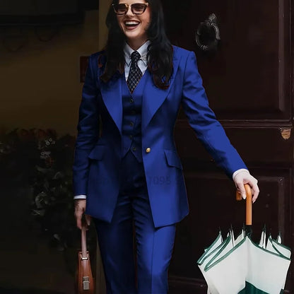 Spring/Autumn New Style Professional Beauty Salon Manager Workwear Women's 3 Piece Long Pants Suit Elegant High End Uniform