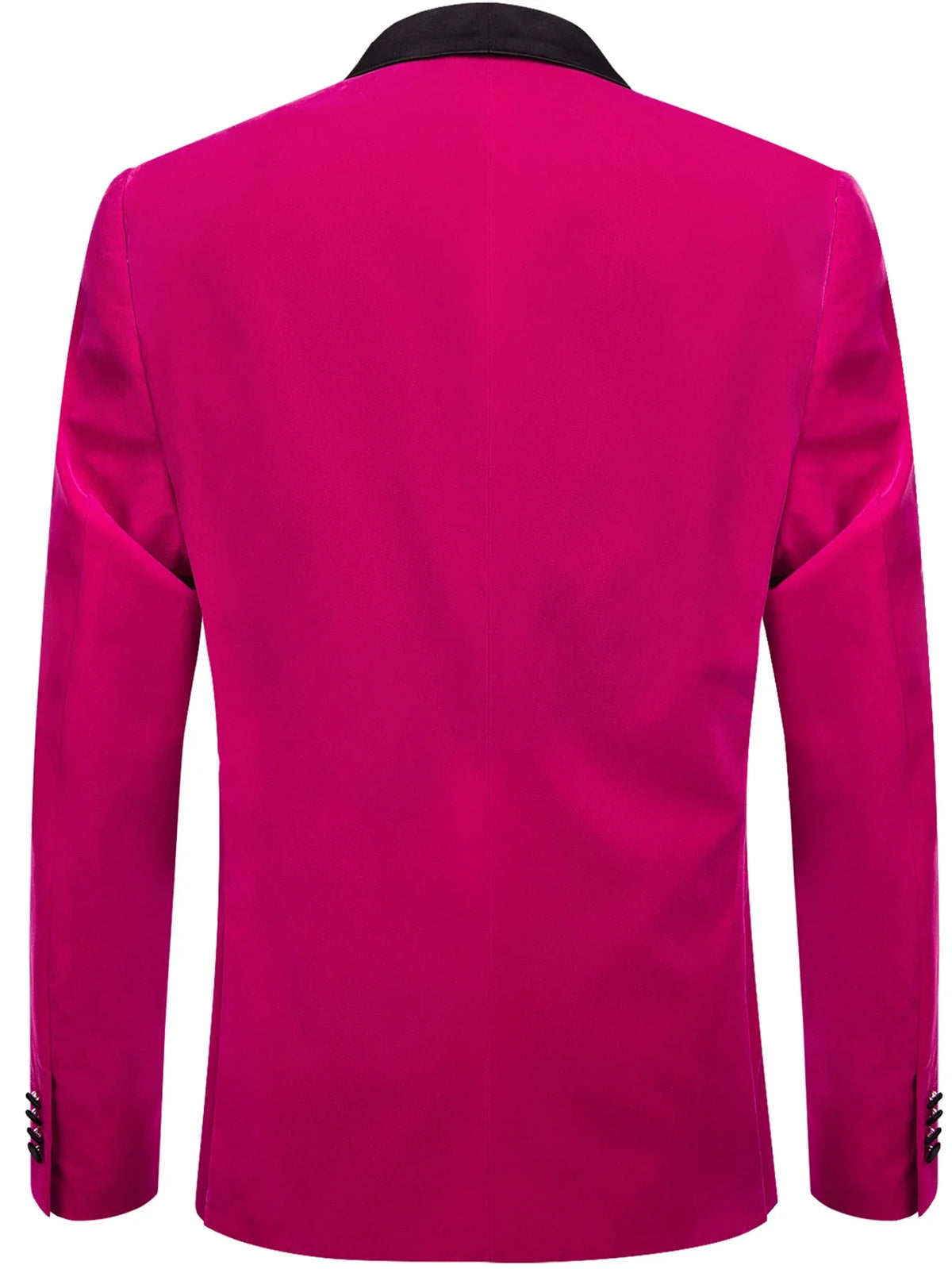 Fuchsia Solid Mens Tuxedo Blazer, Black Satin Shawl Lapel Single Button Slim Jacket for Wedding Banquet Stage Party