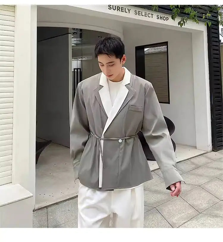 Collar Double 2026 Contrast Spring Layer New Color Casual Blazer Coat Men's Fashion Handsome Elegant Male Clothes JY8406
