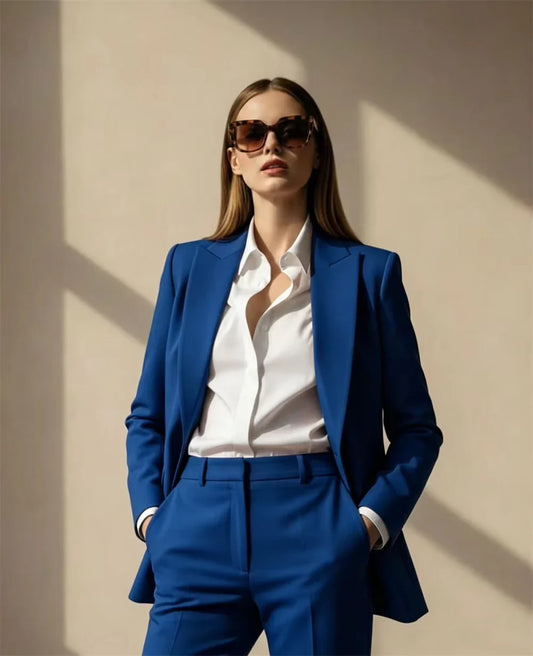 Royal blue Women’s Power Suit 2 Piece Set Tailored Blazer & Pants Office Wear Party Outfit Chic Formal (Blazer+Pant) Suits