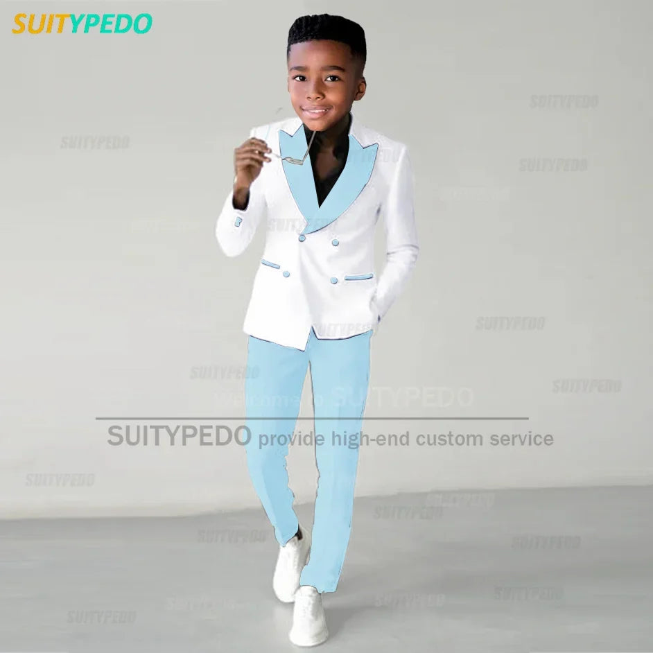 Fashion Children Suit Sets Luxury Wedding Party Flower Boys Slim Fit Costumes Graduation Ceremony Formal Blazer Pants Two Pieces