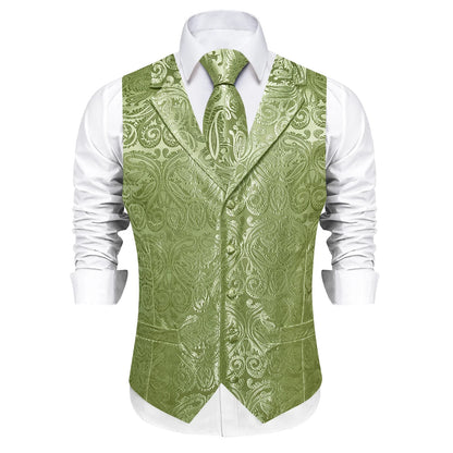 Men's Suit Vest & Tie Set – Paisley Jacquard Waistcoat for Weddings and Formal Occasions