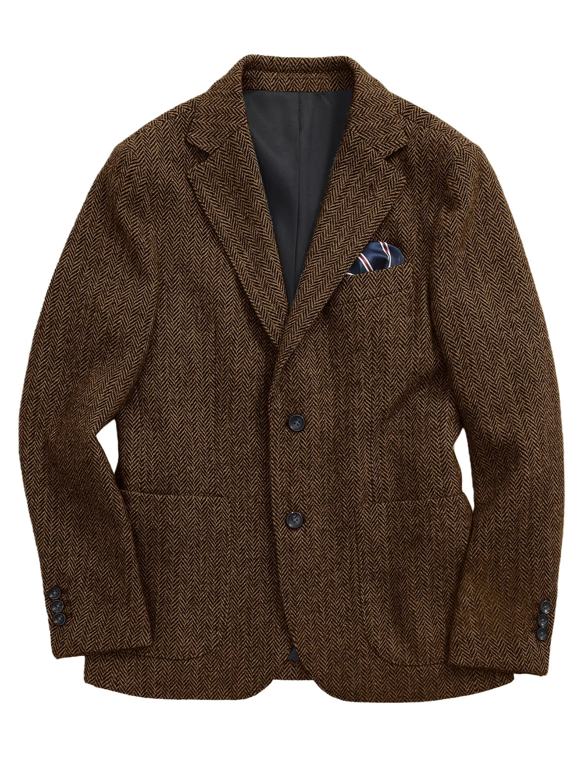 Navy Blue Herringbone Men's Suits Blazer Single Breasted Suit Jacket Formal Fashion Notch Lapel Coat for Wedding Business Casual