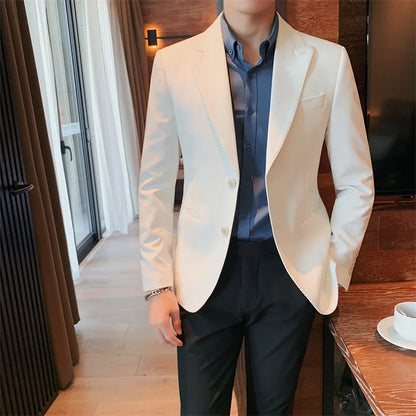 2022 Classic Green Blue Jacket Uniform Groom Tuxedos Mens Wedding Suits Peaked Lapel Man Business Blazer Groomsmen Prom Dress