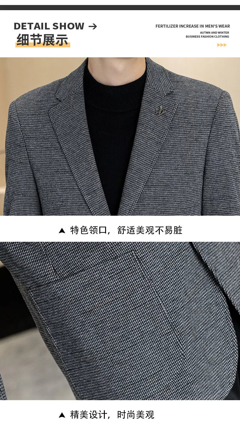Men's Blazer Single Breasted Smart Casual Grey Coffee Spring Autumn