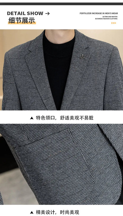 Men's Blazer Single Breasted Smart Casual Grey Coffee Spring Autumn