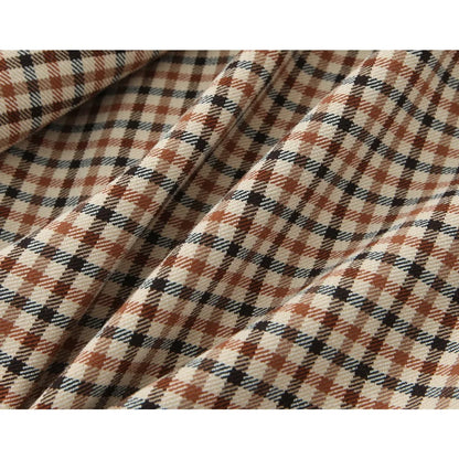 Stylish Plaid Pant Suits for Women New in Commuting Style Two Pieces Straight Plaid Blazer Matching Tonal Pleated Wide Leg Pants