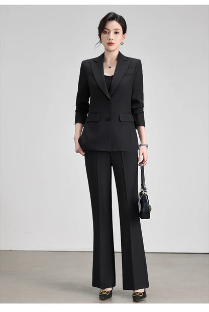 Ladies Office Formal Trousers Suit for Women Autumn Elegant Long Sleeve Blazer and Pants Twe Pieces Matching Sets Outfits