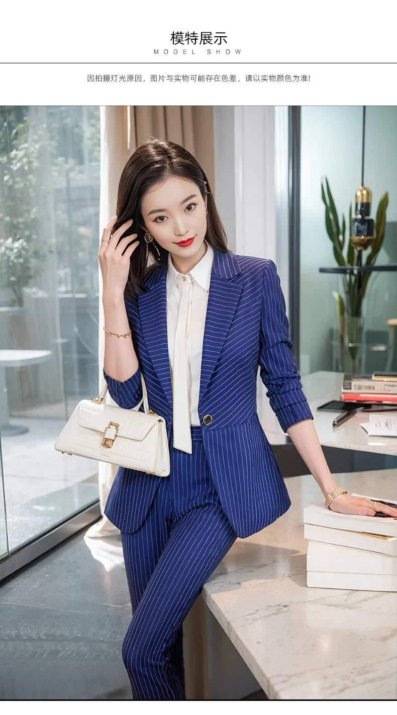 Striped Fashion Women's Suit Set, High Quality Two-Piece Pants + Suit Jacket. New spring/summer 2026