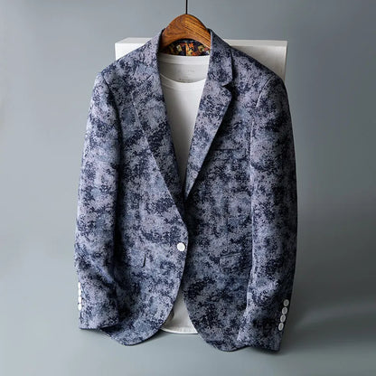 Men's Floral Jacquard Blazer Slim Suit Jacket Male Business Casual Coat Fashion Men Wedding Party Tuxedo Dress Blazers  Fit Tops